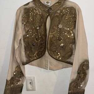 Embellished Tan Jean Jacket